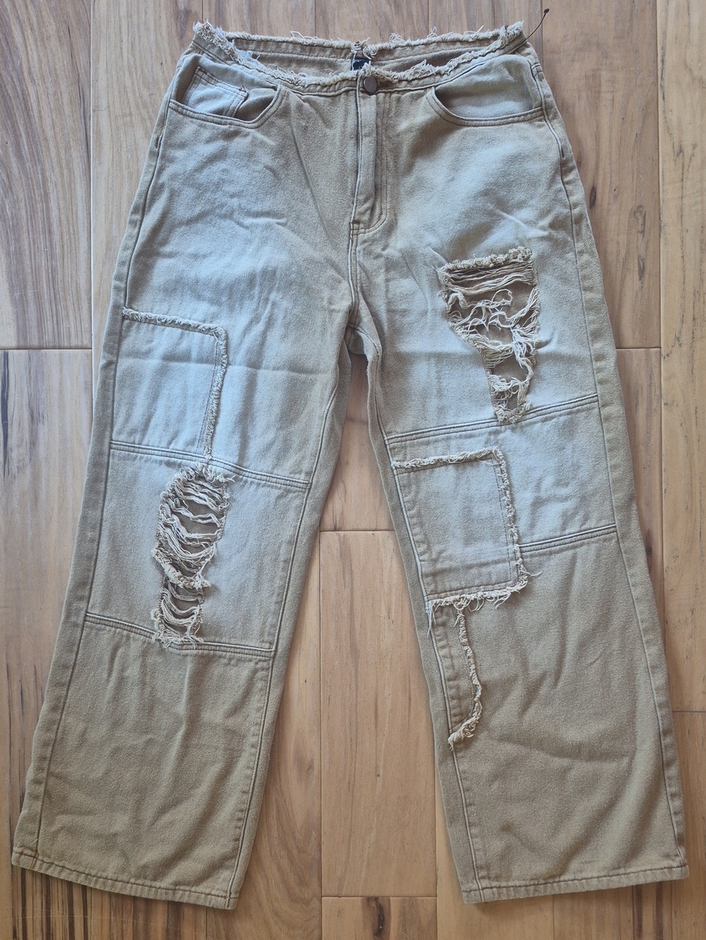 Cider Distressed Streetwear Cargo Pants - Khaki
